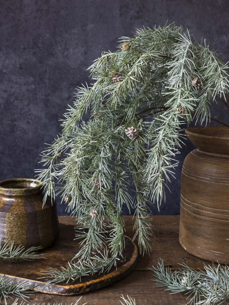 Artificial Cedar and Pinecone Branch
